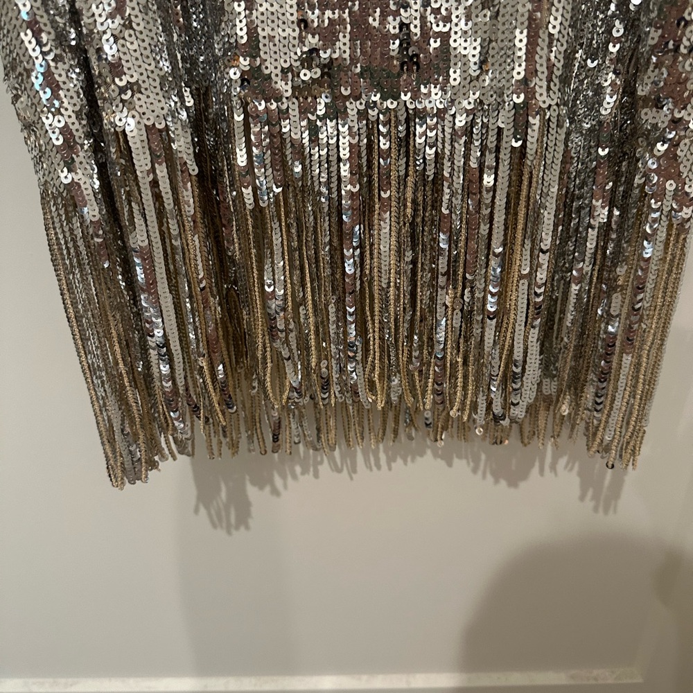 ROTATE Birger Christensen Sliver Sequin Wrap Minidress US 8 - Picture 6 of 13